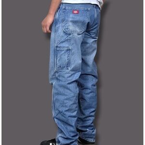 Dickies Carpenter Jeans Mens 34x36 Light Blue Good Relaxed Fit Workwear Denim